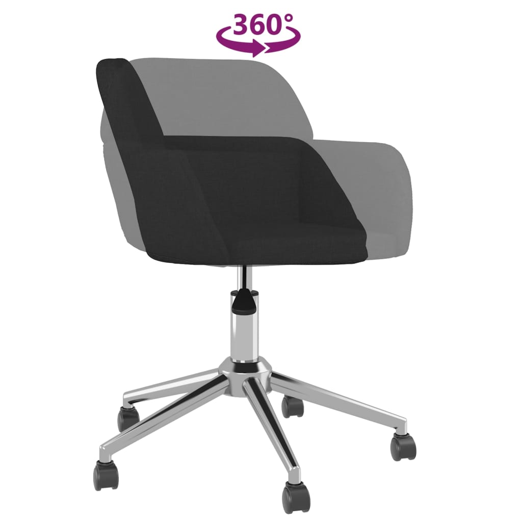 vidaXL Obrotowe krzesło biurowe, czarne, obite tkaniną