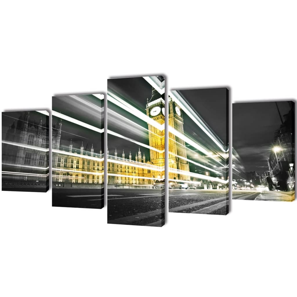 vidaXL Zestaw obrazów na płótnie, Londyński Big Ben, 100x50 cm