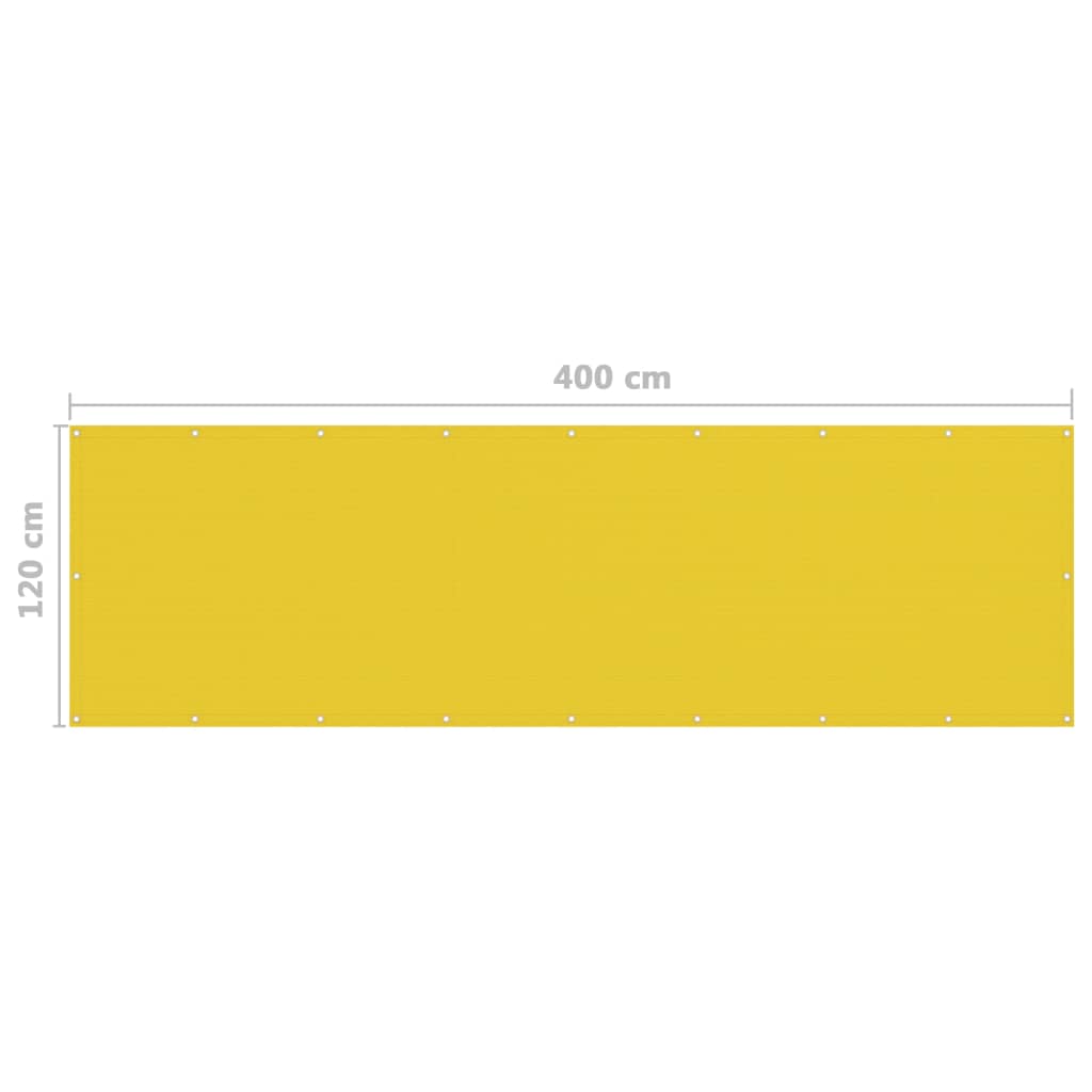 vidaXL Parawan balkonowy, żółty, 120x400 cm, HDPE