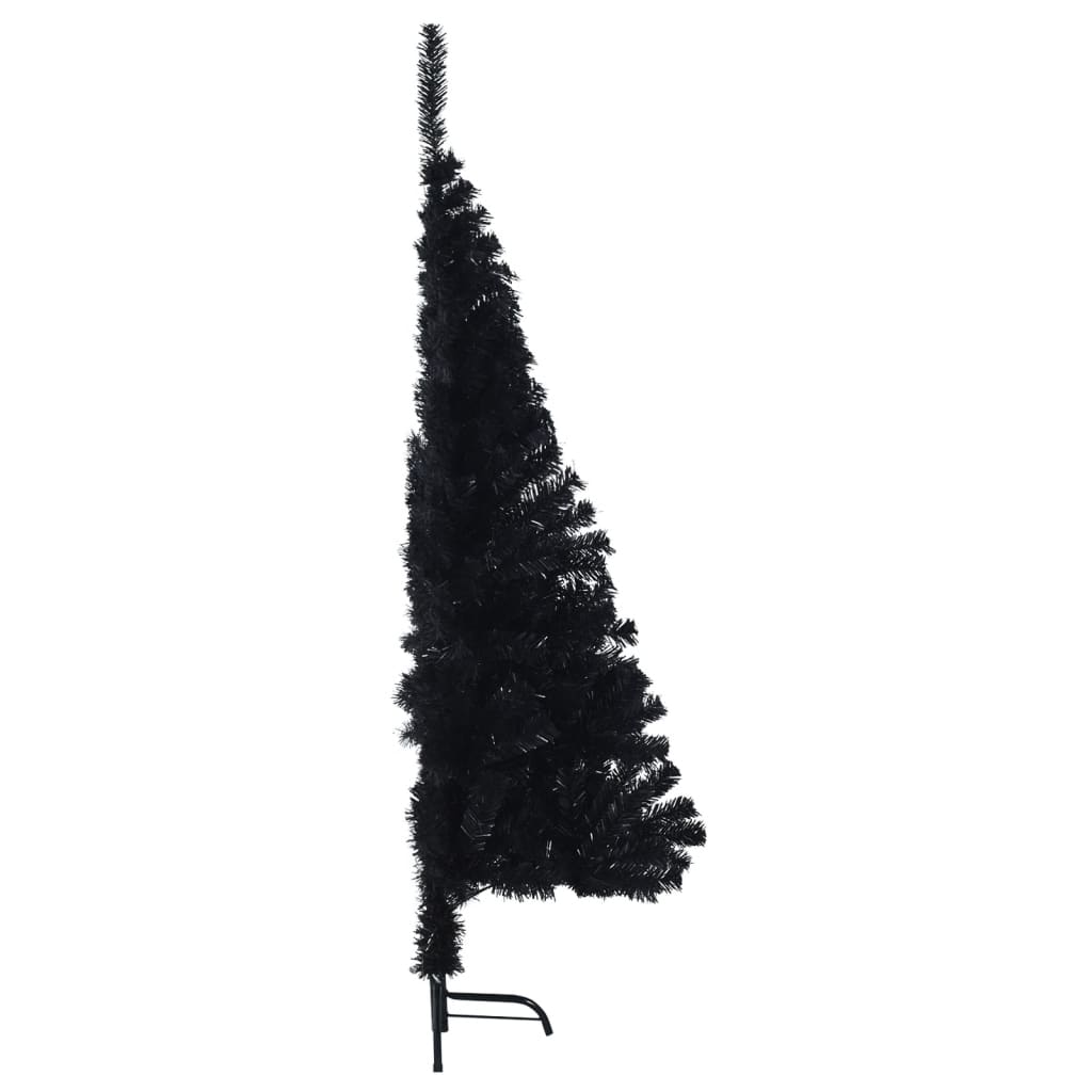 vidaXL Sztuczna choinka połówka ze stojakiem, czarna, 150 cm, PVC