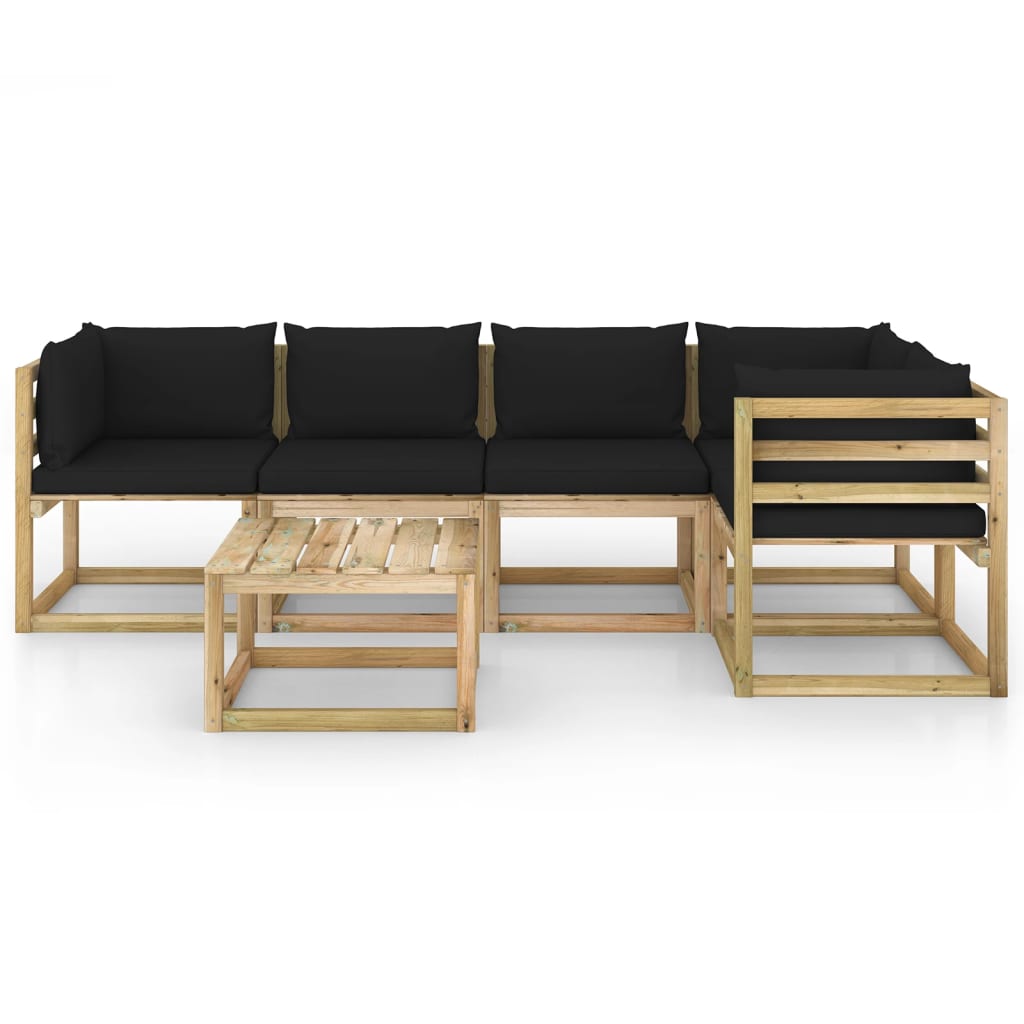 vidaXL 6-cz. zestaw wypoczynkowy do ogrodu, z poduszkami, drewniany