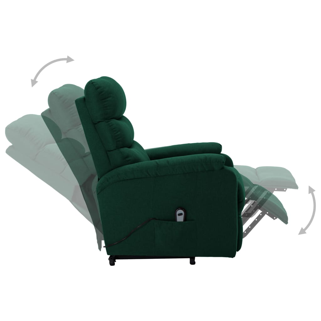 vidaXL Fotel rozkładany, podnoszony, ciemnozielony, obity tkaniną