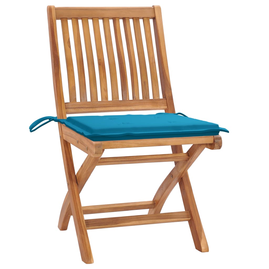 vidaXL Składane krzesła ogrodowe z poduszkami, 4 szt., drewno tekowe