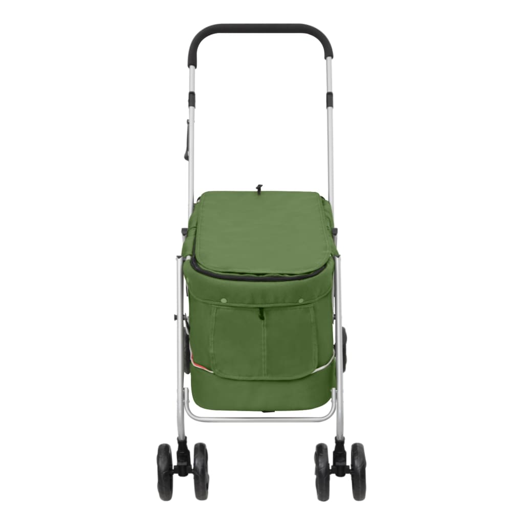 vidaXL Składany wózek dla psa, zielony, 100x49x96 cm, lniana tkanina