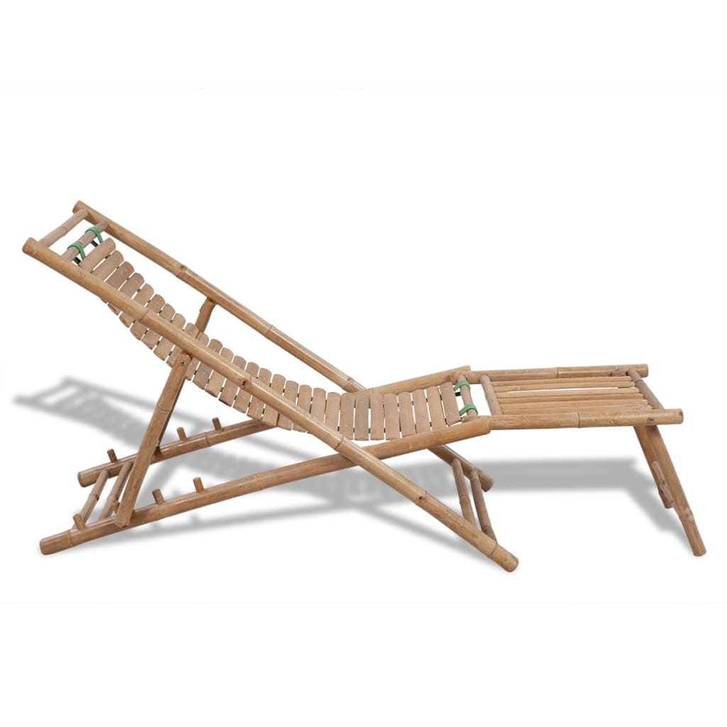 vidaXL Tarasowy leżak z podnóżkiem, bambusowy