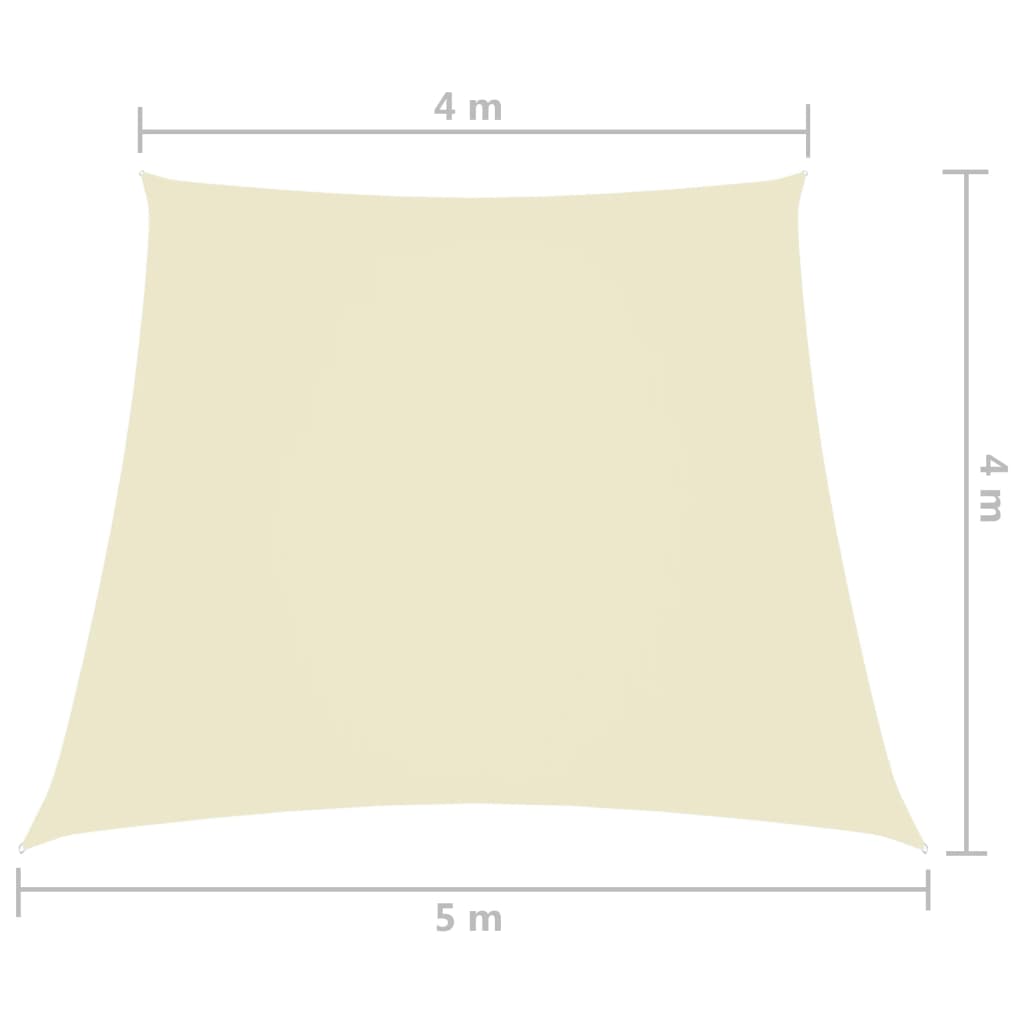 vidaXL Trapezowy żagiel ogrodowy, tkanina Oxford, 4/5x4 m, kremowy