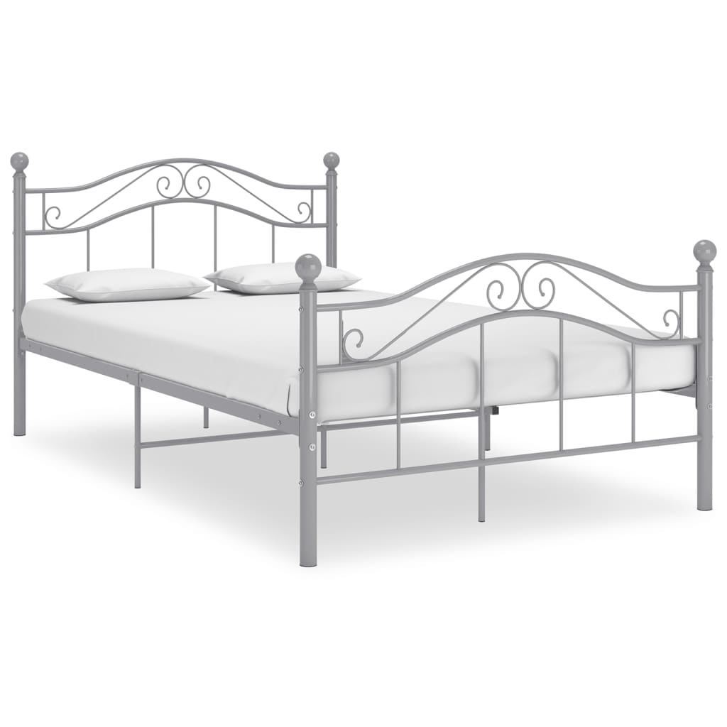 vidaXL Rama łóżka, szara, metalowa, 120 x 200 cm