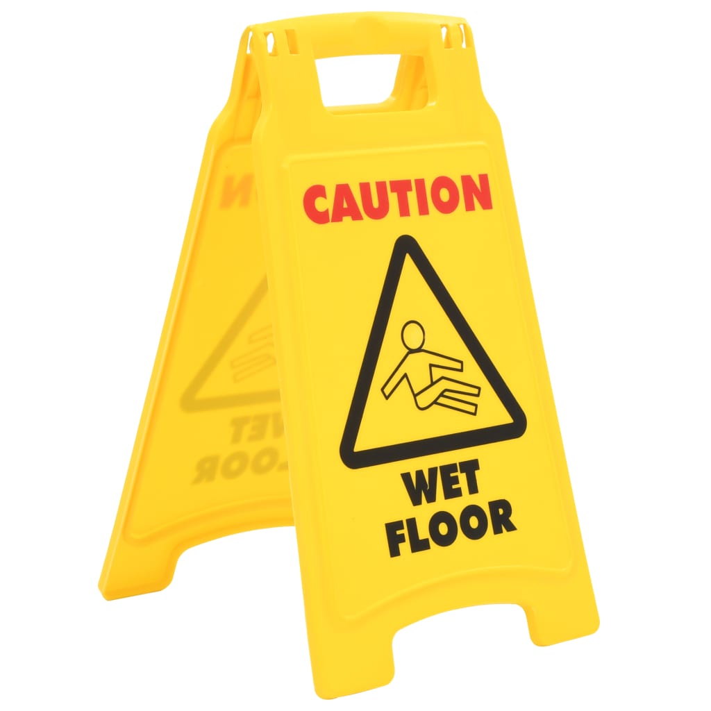 vidaXL Znaki ostrzegające przed mokrą podłogą, 2 szt., plastik, 47 cm