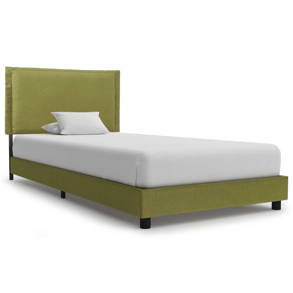 vidaXL Rama łóżka, zielona, tapicerowana tkaniną, 90 x 200 cm