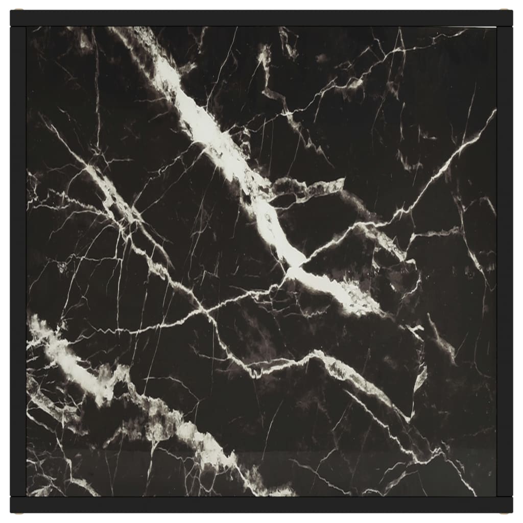 vidaXL Stolik kawowy, szkło w kolorze czarny marmur, 60x60x35 cm