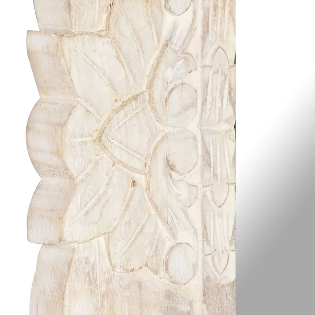vidaXL Lustro z białą ramą z litego drewna mango, 110 x 50 cm