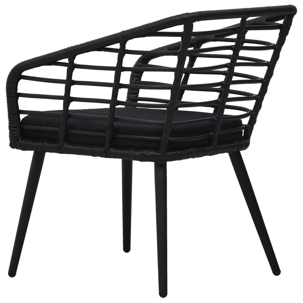 vidaXL Krzesła ogrodowe z poduszkami, 2 szt., polirattan, czarne