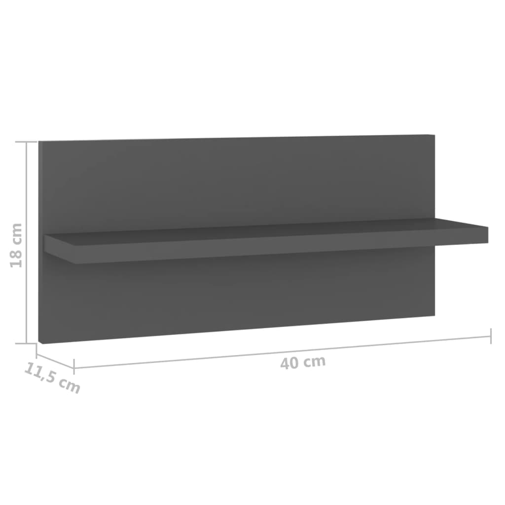 vidaXL Półki ścienne, 4 szt., szare, 40x11,5x18 cm, płyta wiórowa