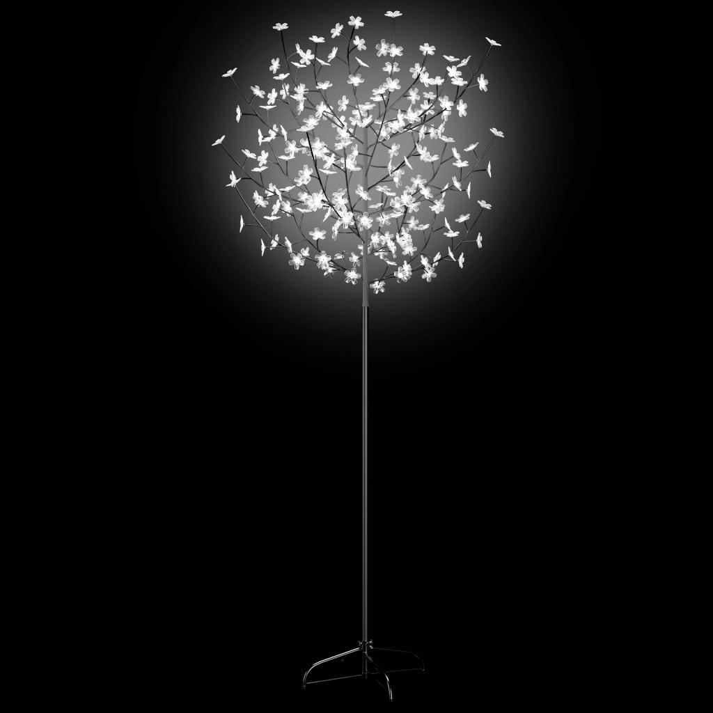 vidaXL Drzewko z lampkami, 200 LED, zimny biały, kwiat wiśni 180 cm