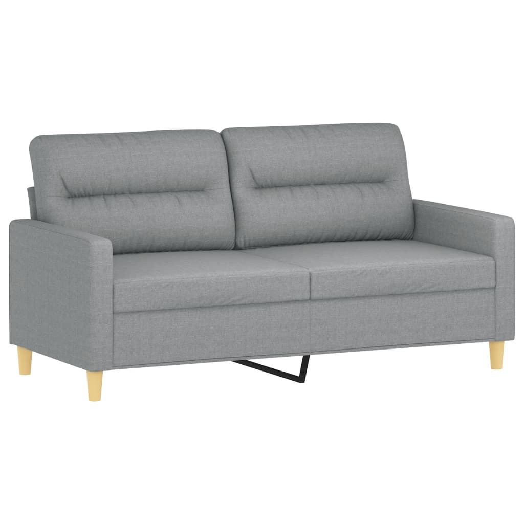 vidaXL 2-osobowa sofa z poduszkami, jasnoszara, 140 cm, tkanina