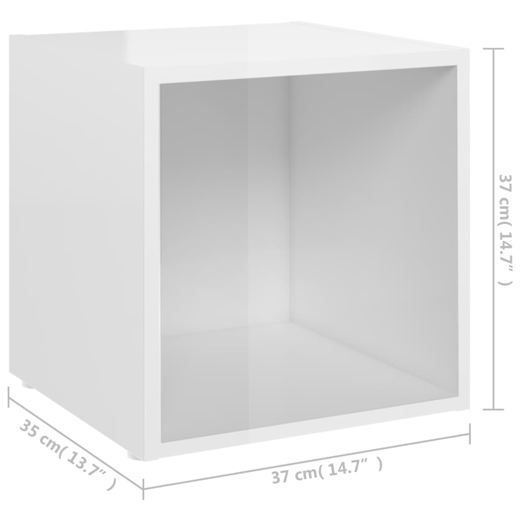 vidaXL Szafki pod TV, 4 szt., wysoki połysk, białe, 37x35x37 cm, płyta