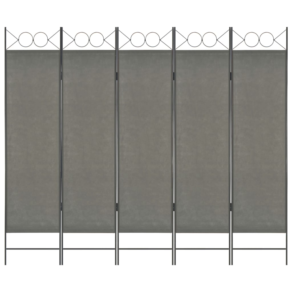 vidaXL Parawan 5-panelowy, antracytowy, 200 x 180 cm