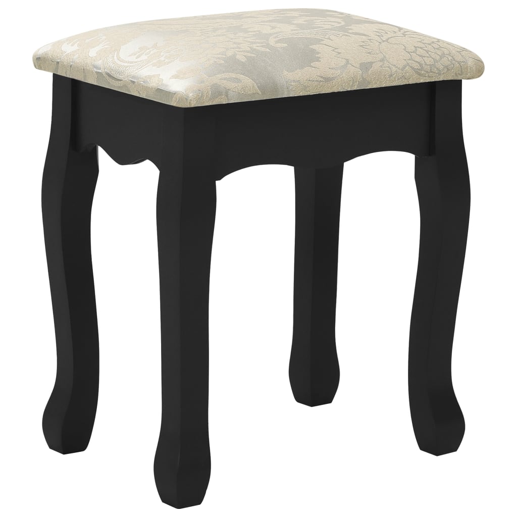 vidaXL Toaletka ze stołkiem, czarna, 75x69x140 cm, drewno paulowni