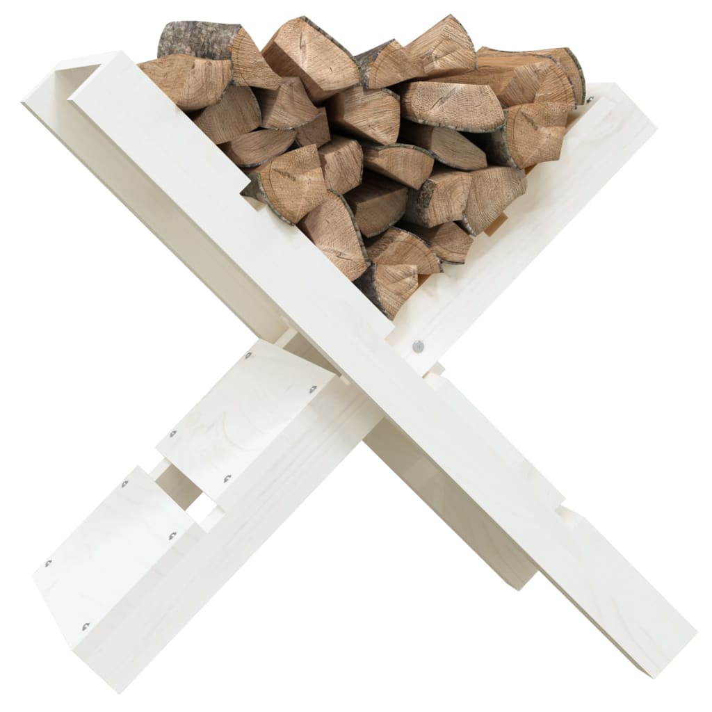 vidaXL Stojak na drewno, biały, 47x39,5x48 cm, drewno sosnowe