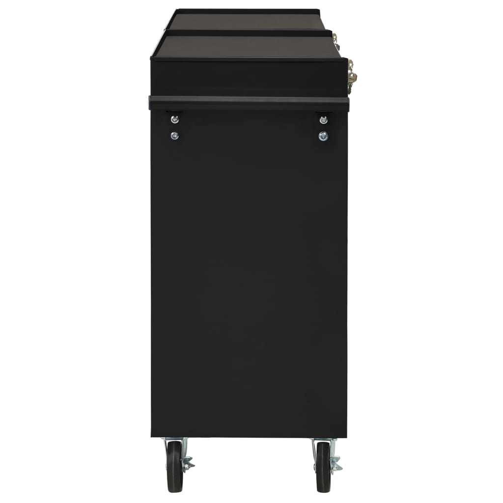 vidaXL Wózek narzędziowy z 10 szufladami, stalowy, czarny