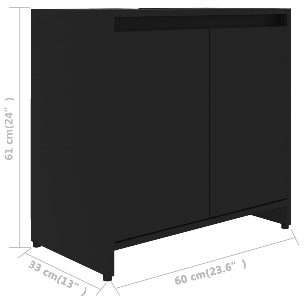 vidaXL Szafka łazienkowa, czarna, 60x33x61 cm, płyta wiórowa