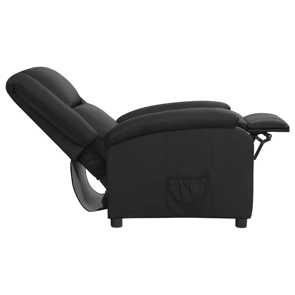 vidaXL Rozkładany fotel, czarny, skóra naturalna