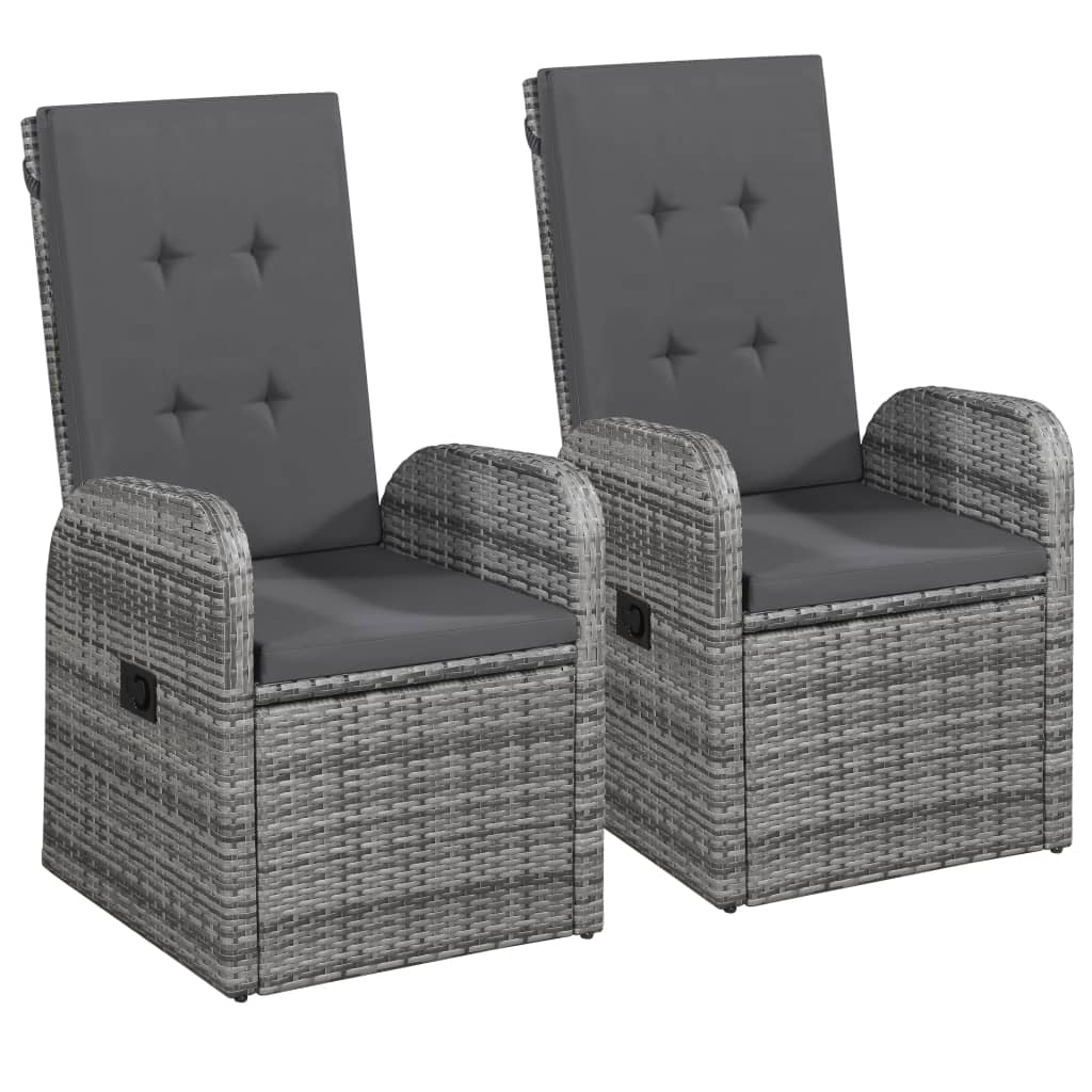 vidaXL Fotele ogrodowe z polirattanu, 2 szt., 57 x 73 x 105 cm, szare