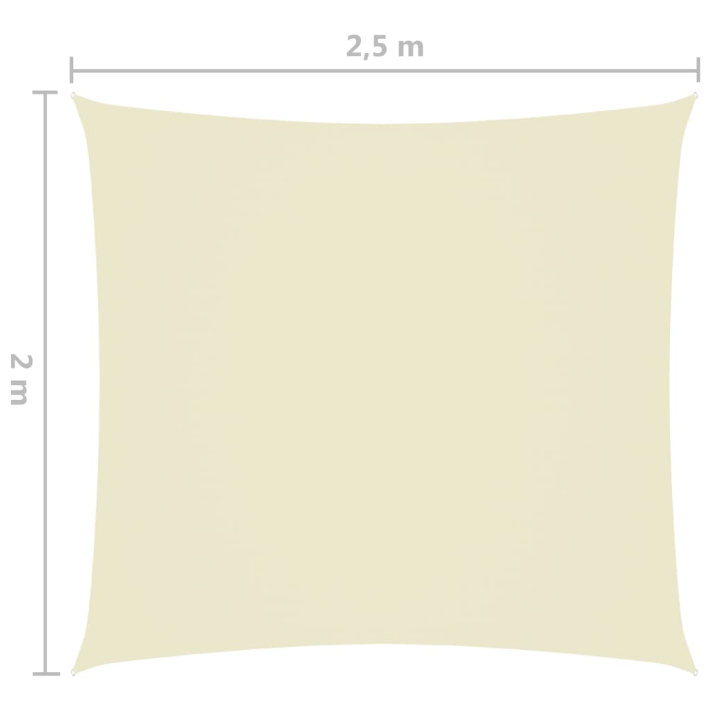 vidaXL Prostokątny żagiel ogrodowy, tkanina Oxford, 2x2,5 m, kremowy