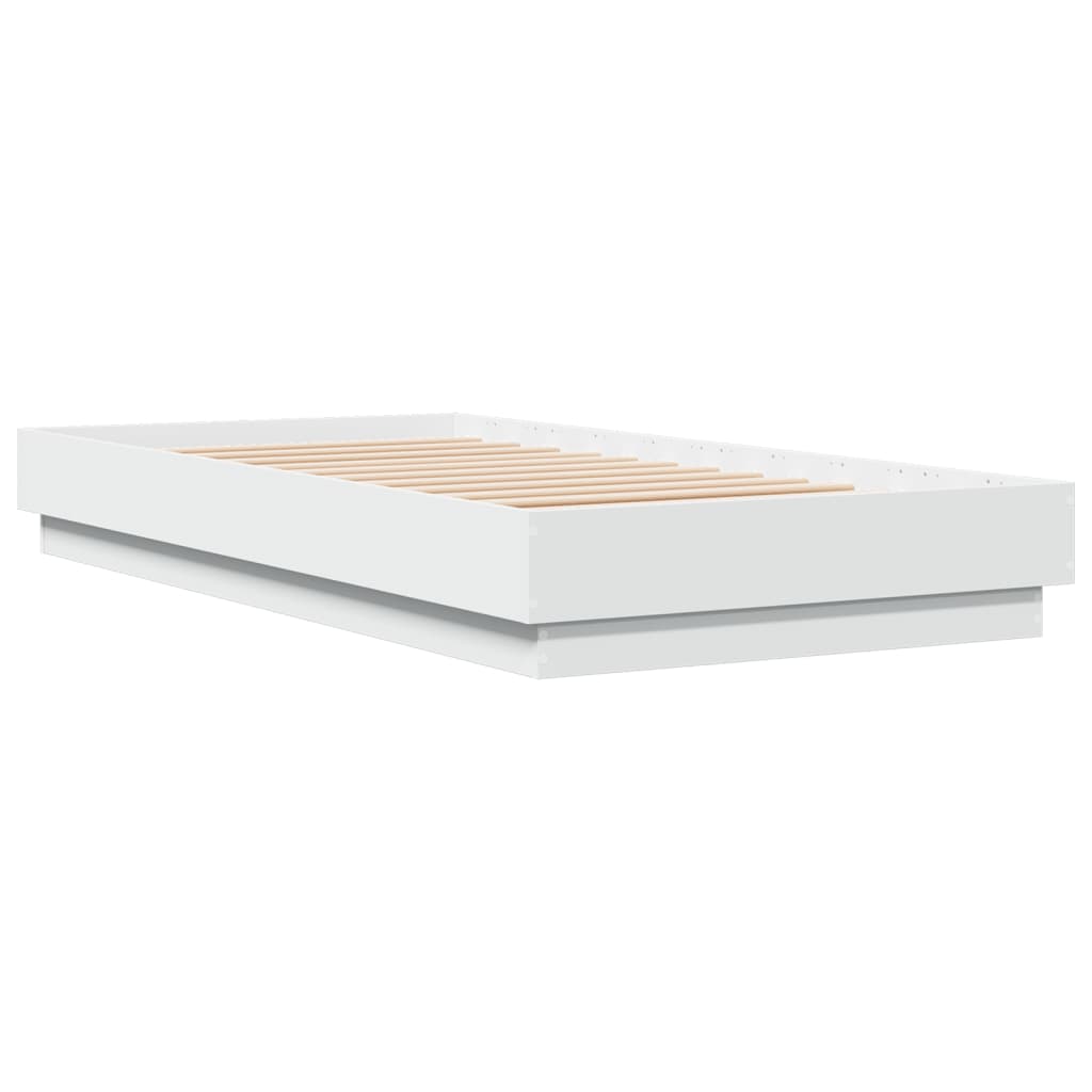 vidaXL Rama łóżka z oświetleniem LED, biała, 90x190 cm