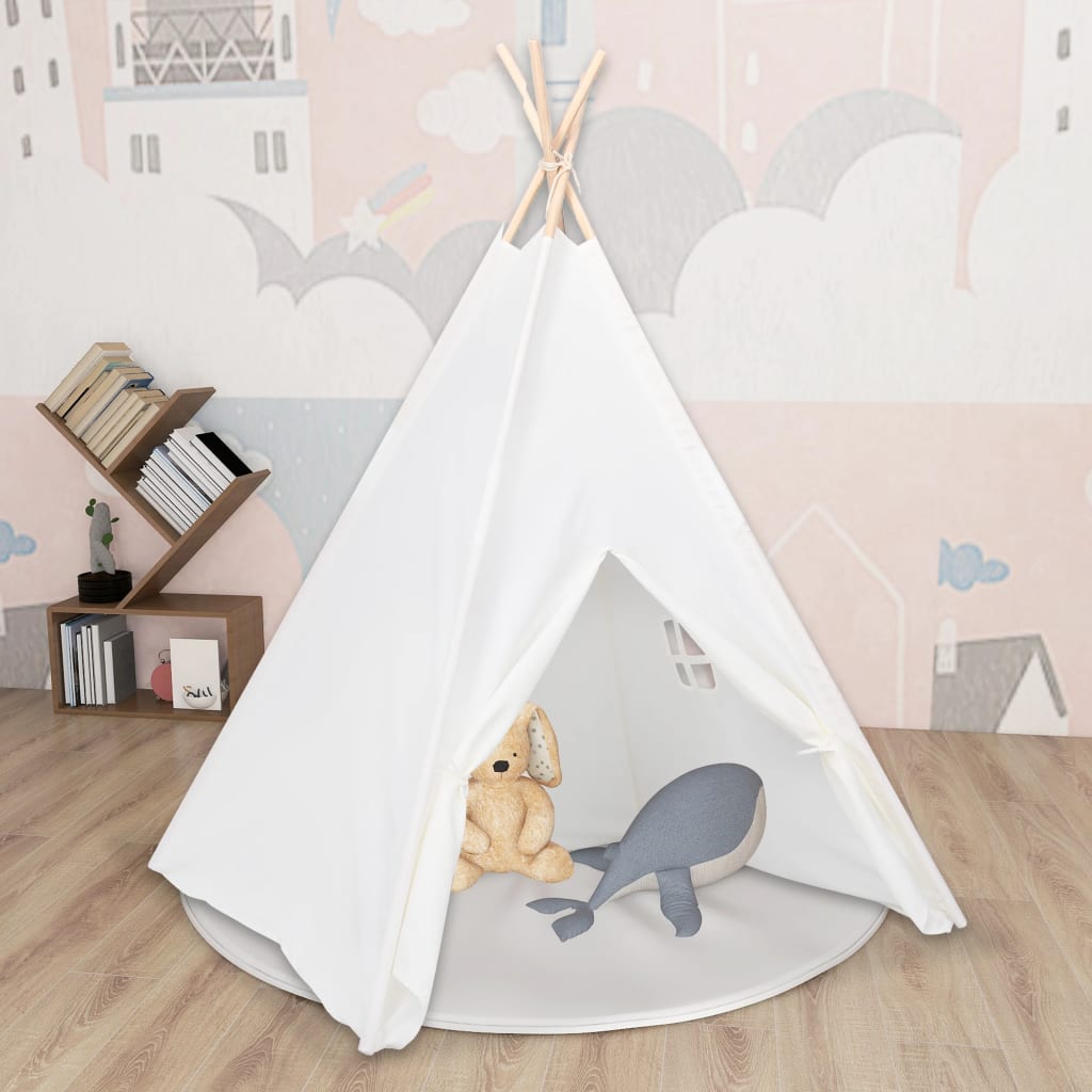 vidaXL Biały namiot dziecięcy tipi, z torbą, peach skin, 120x120x150cm