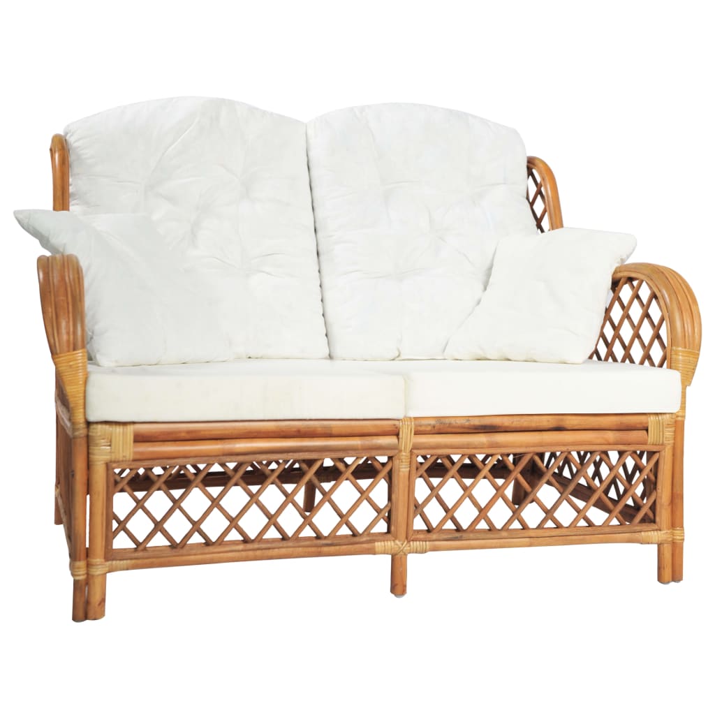 vidaXL 2-osobowa sofa, jasnobrązowa, rattanowa