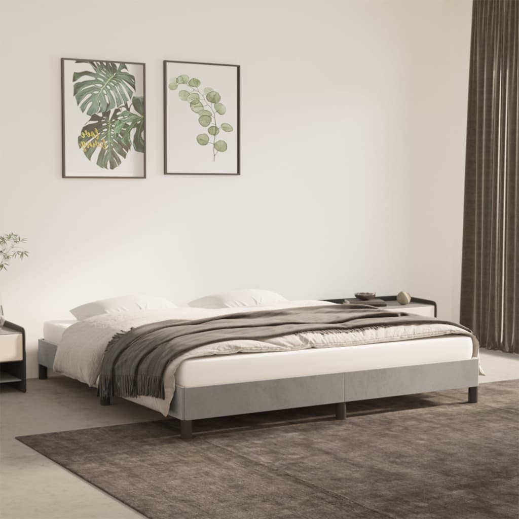 vidaXL Rama łóżka, jasnoszara, 180 x 200 cm, tapicerowana aksamitem