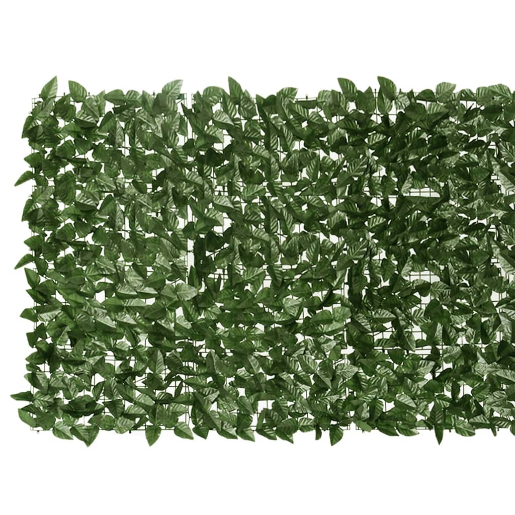 vidaXL Parawan balkonowy, ciemnozielone liście, 500x100 cm
