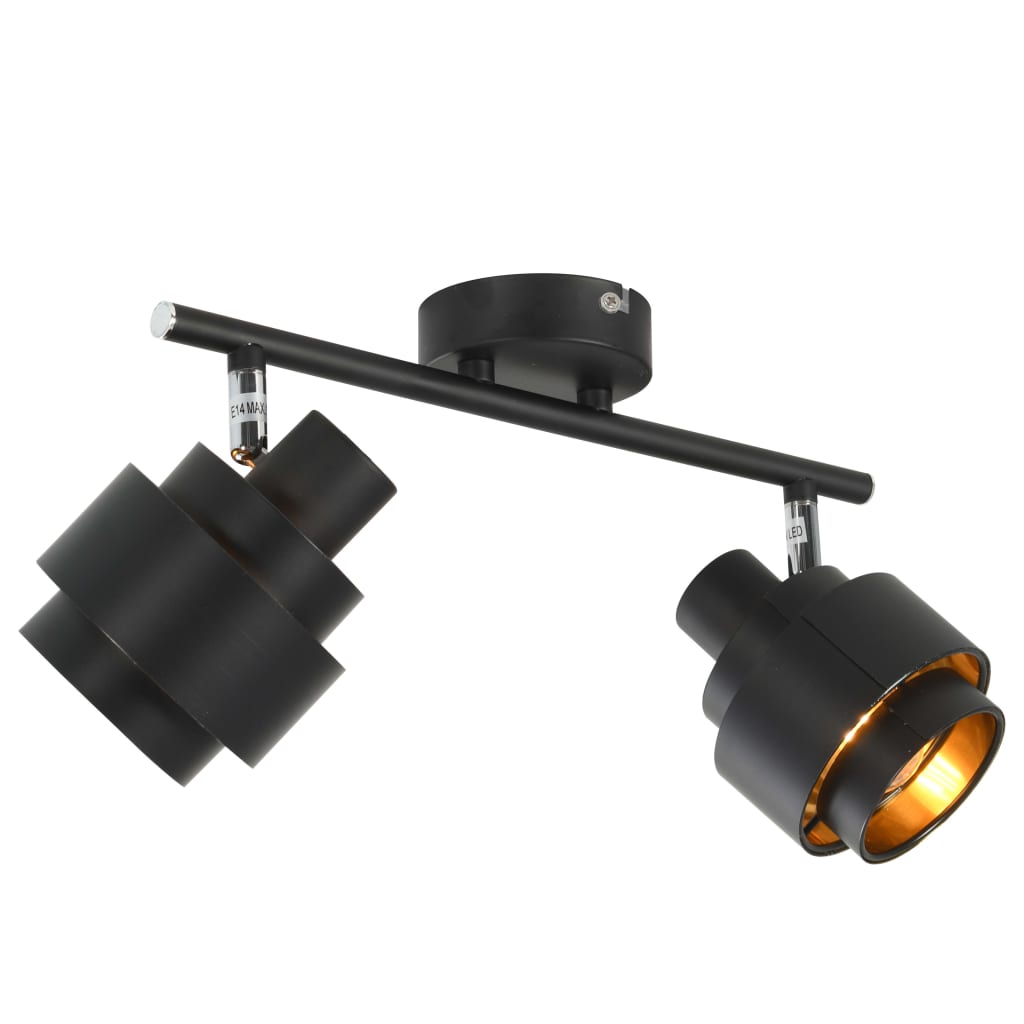 vidaXL Lampa z 2 reflektorami, czarna, E14