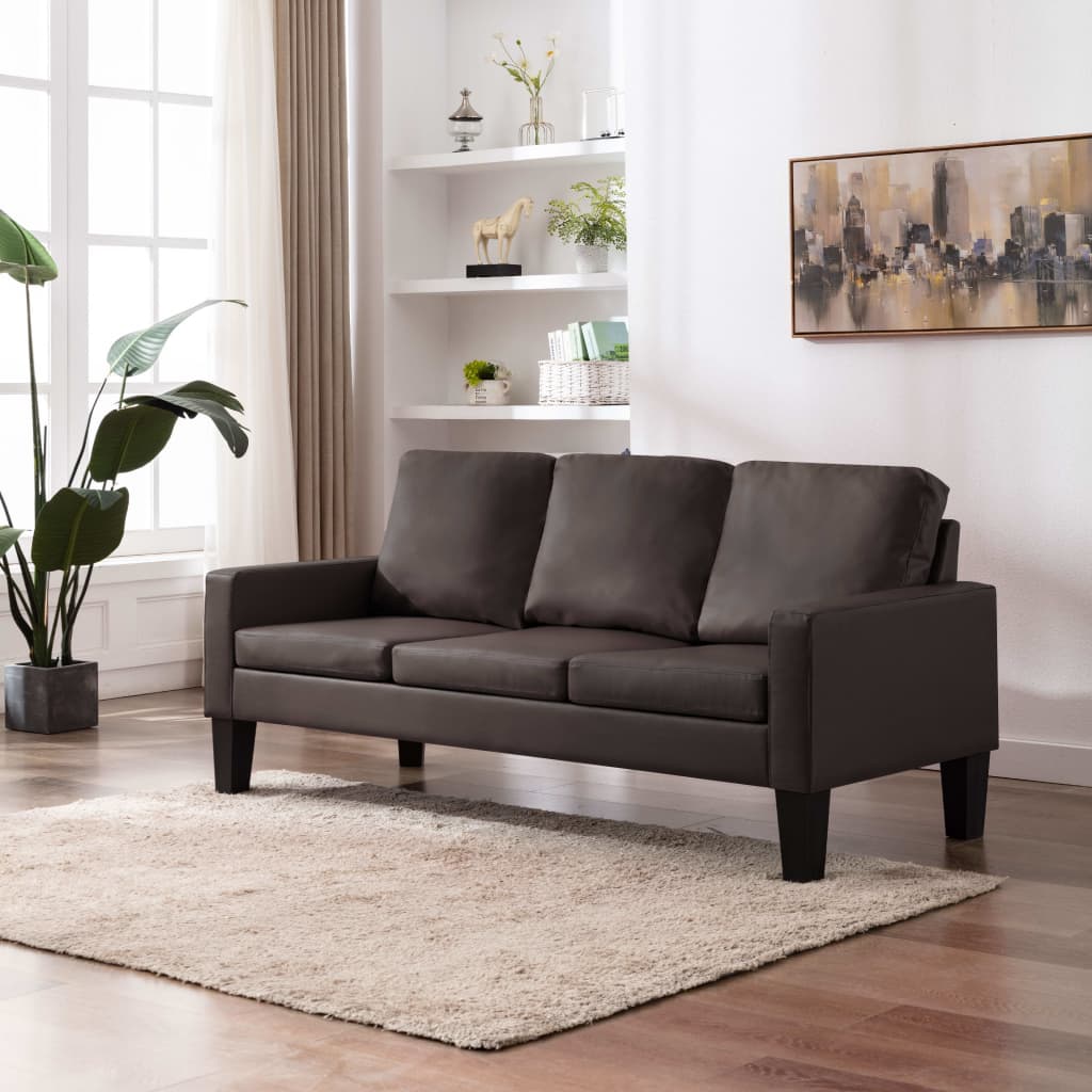 vidaXL 3-osobowa sofa, brązowa, sztuczna skóra