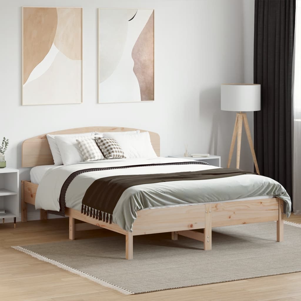 vidaXL Rama łóżka z wezgłowiem, 140x190 cm, lite drewno sosnowe
