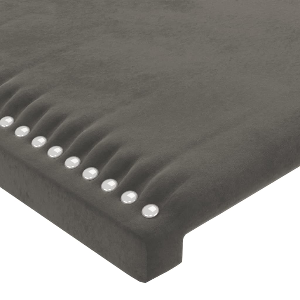 vidaXL Zagłówek do łóżka z LED, ciemnoszary, 180x5x78/88 cm, aksamit