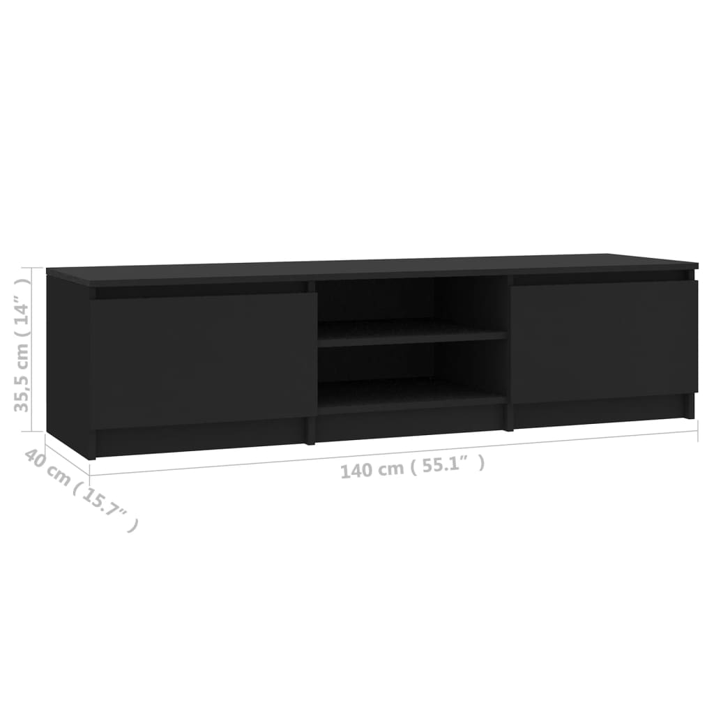 vidaXL Szafka pod TV, czarna, 140x40x35,5 cm, płyta wiórowa