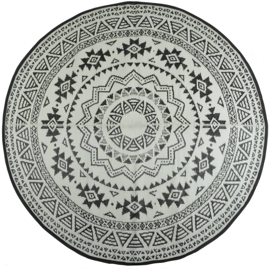 Esschert Design Dywan zewnętrzny, 180 cm, czarno-biały, OC18