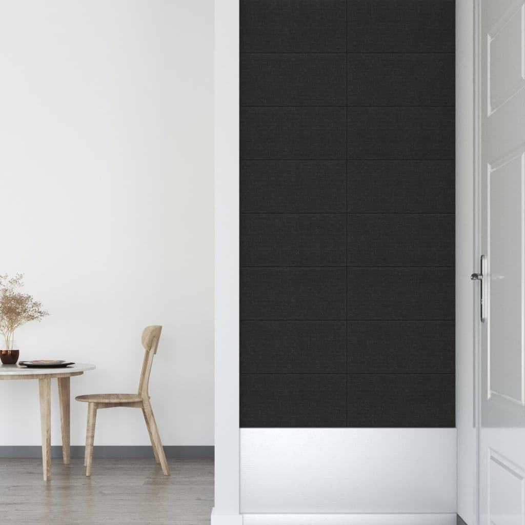 vidaXL Panele ścienne, 12 szt., czarne, 60x30 cm, tkanina, 2,16 m²