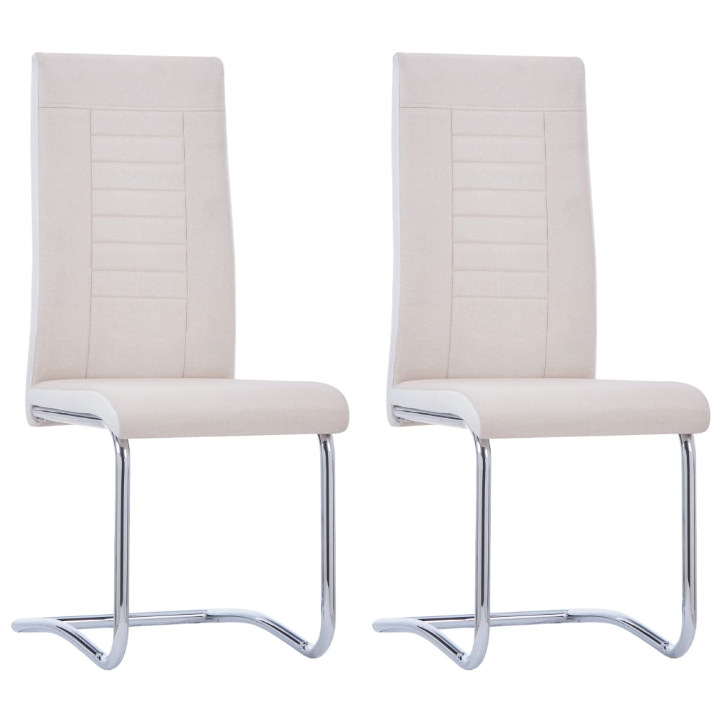 vidaXL Krzesła stołowe, wspornikowe, 2 szt., kremowe, tkanina