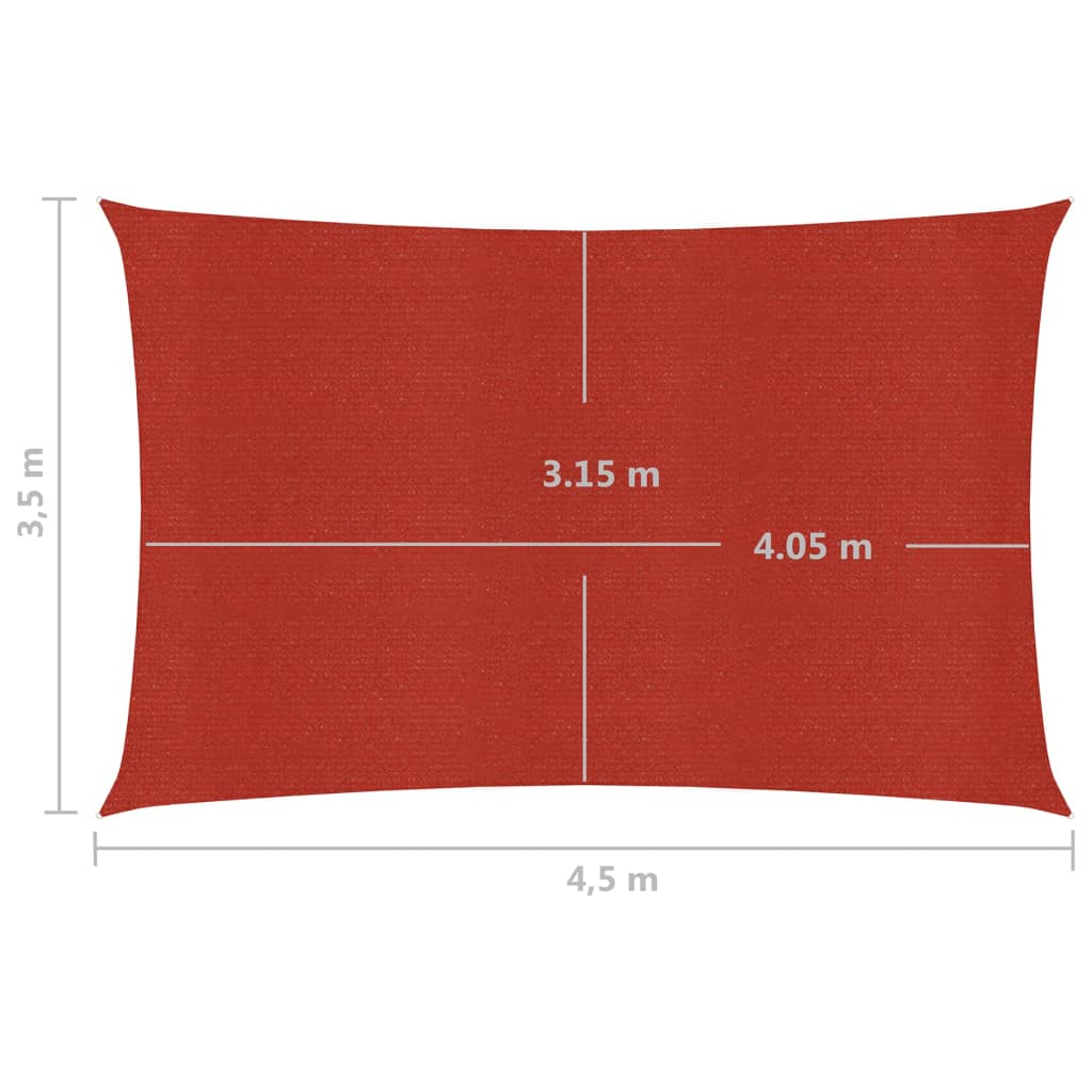 vidaXL Żagiel przeciwsłoneczny, 160 g/m², czerwony, 3,5x4,5 m, HDPE