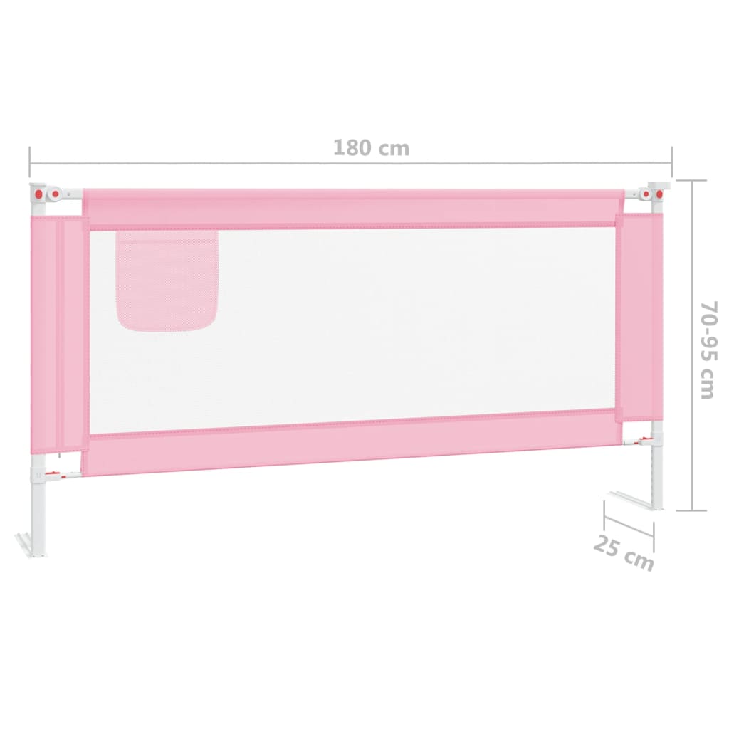 vidaXL Barierka do łóżeczka dziecięcego, różowa, 180x25 cm, tkanina