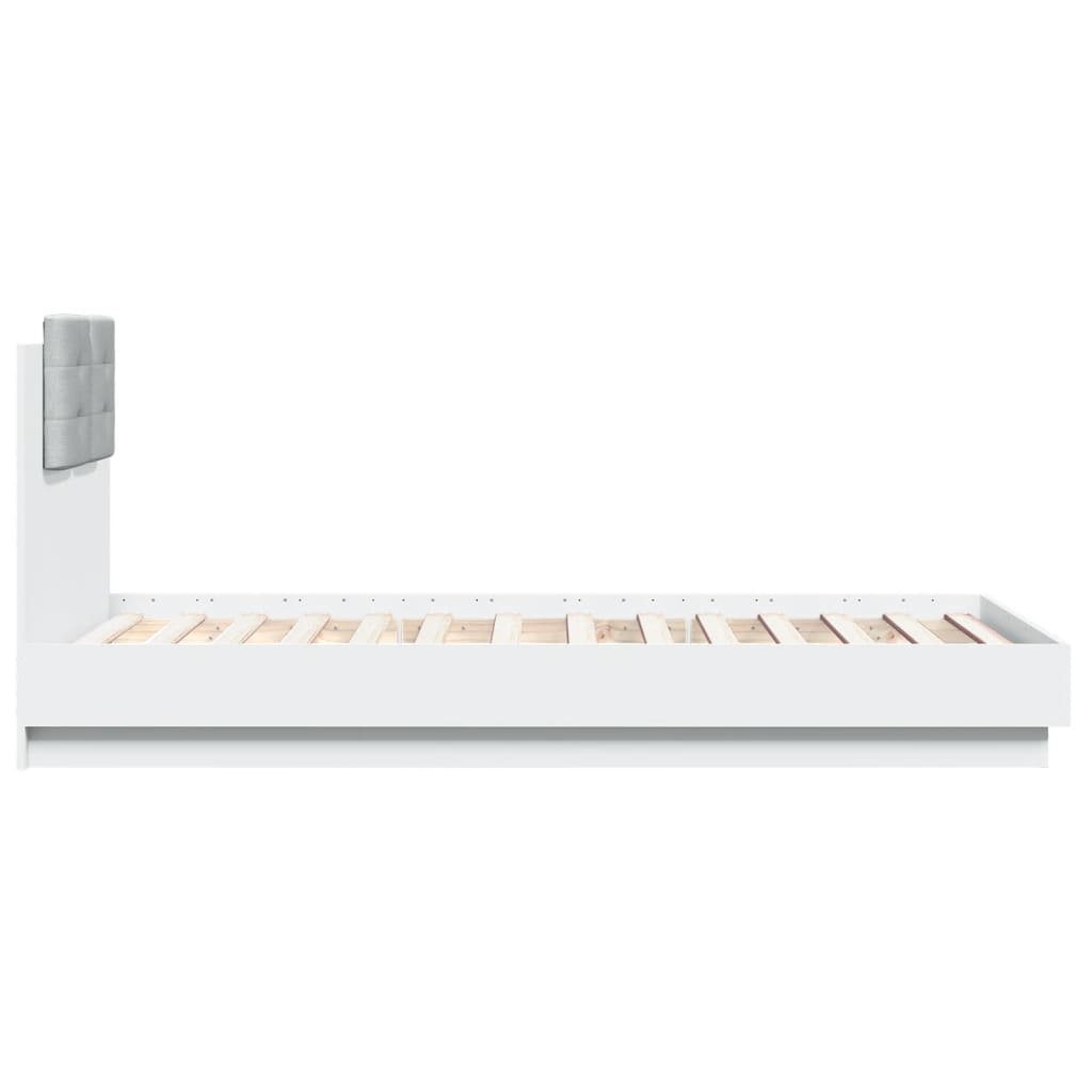 vidaXL Rama łóżka z wezgłowiem i LED, biała, 90x190 cm