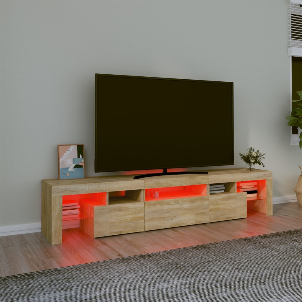 vidaXL Szafka pod TV z oświetleniem LED, dąb sonoma 200x36,5x40 cm