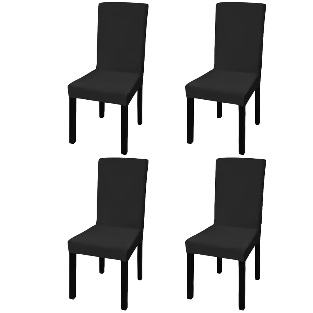 vidaXL Elastyczne pokrowce na krzesła, 4 szt., czarne