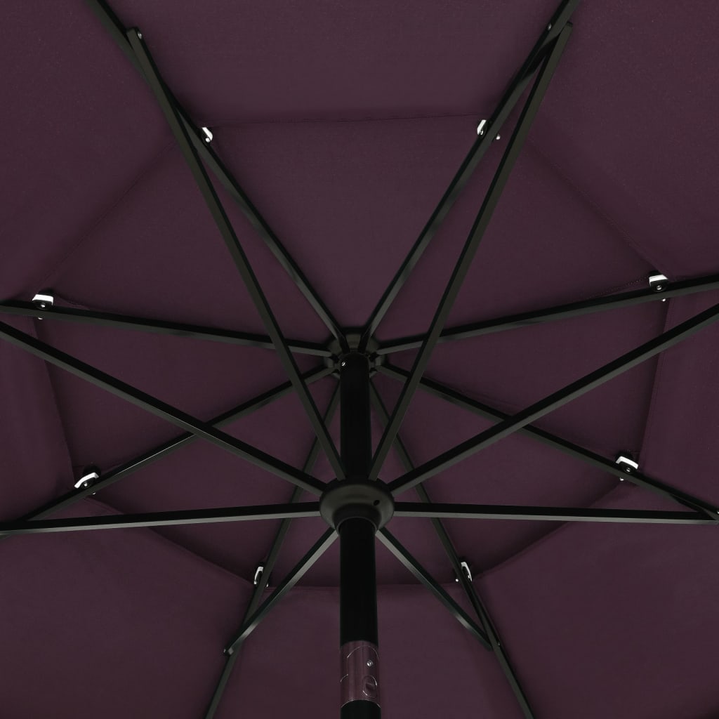 vidaXL 3-poziomowy parasol na aluminiowym słupku, bordowy, 3,5 m