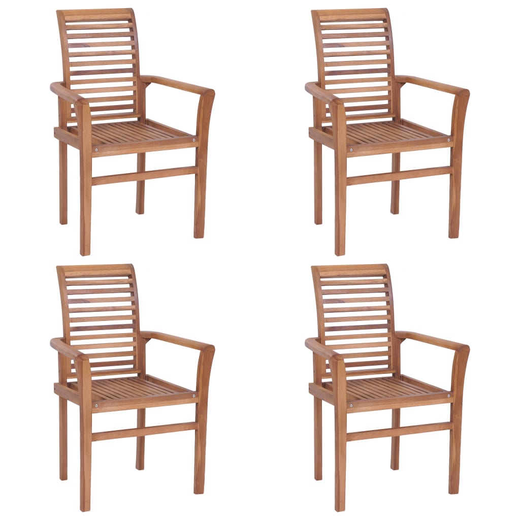 vidaXL Krzesła stołowe, 4 szt., kremowe poduszki, drewno tekowe