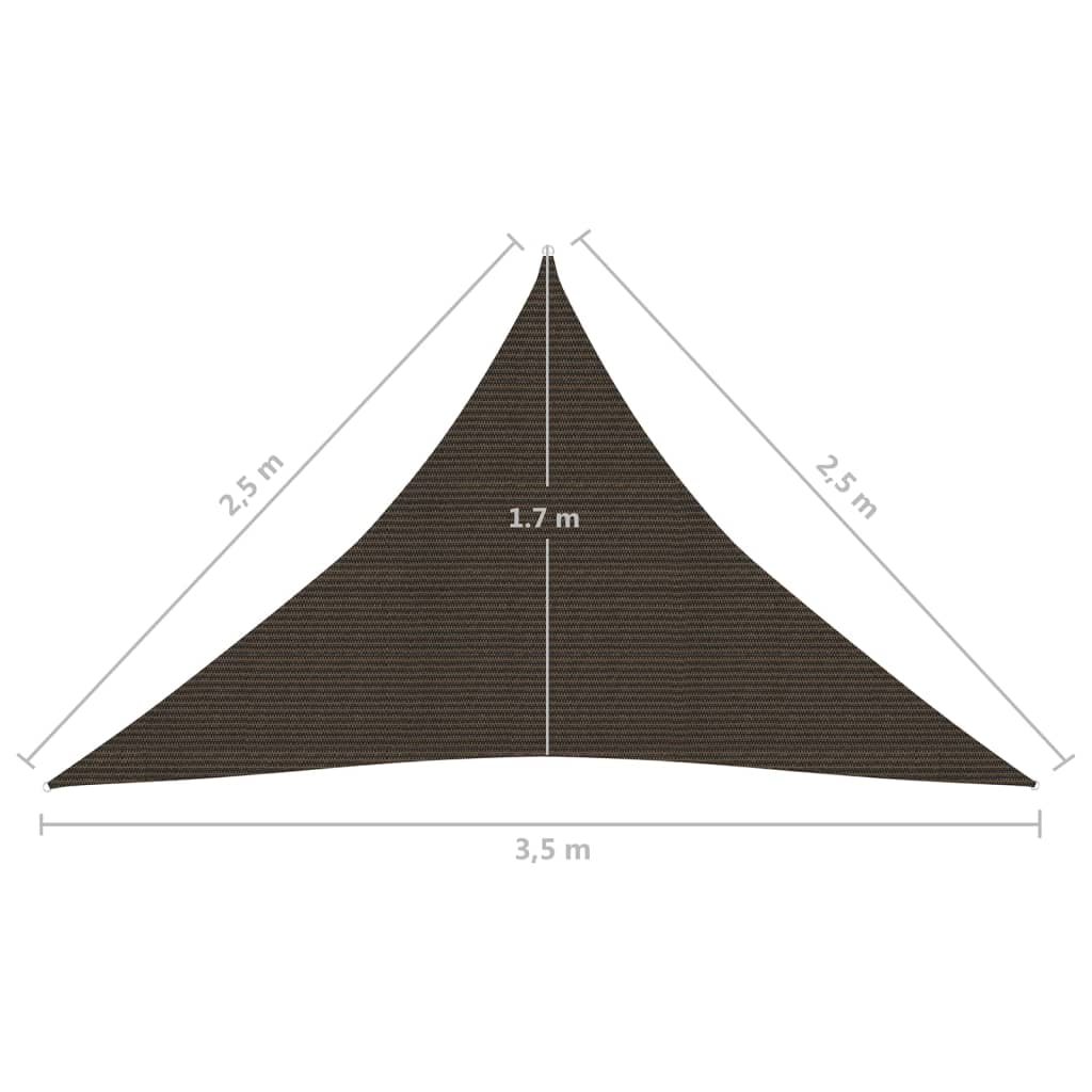 vidaXL Żagiel przeciwsłoneczny, 160 g/m², brązowy, 2,5x2,5x3,5 m, HDPE
