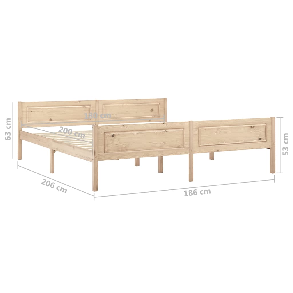vidaXL Rama łóżka z litego drewna sosnowego, 180 x 200 cm